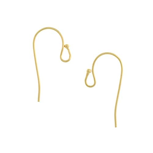 Earring Findings, Bali Style Earring Hooks with Ball 21mm, Gold Plated (10 Pairs)