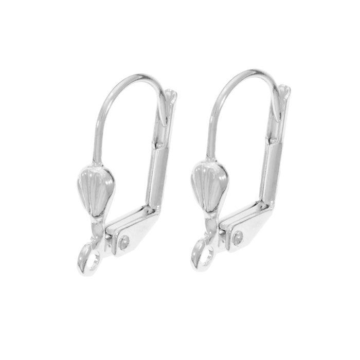 Earring Findings, Leverback Earrings with Shell 14x9mm, Silver Plated (5 Pairs)