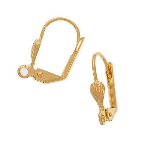 Earring Findings, Leverbacks with Shell 14x9mm, Gold Plated (5 Pairs)