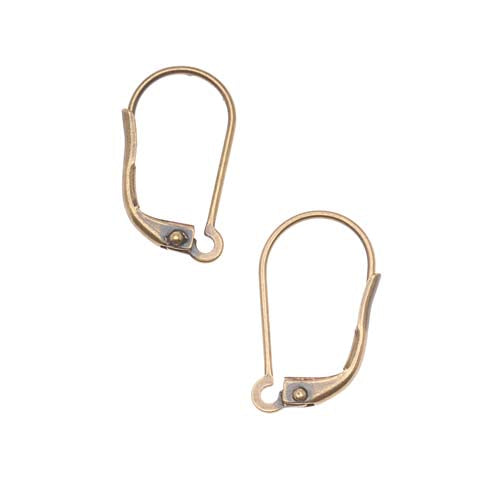 Earring Findings, Interchangeable Leverbacks 17x9mm, Antiqued Brass (5 Pairs)
