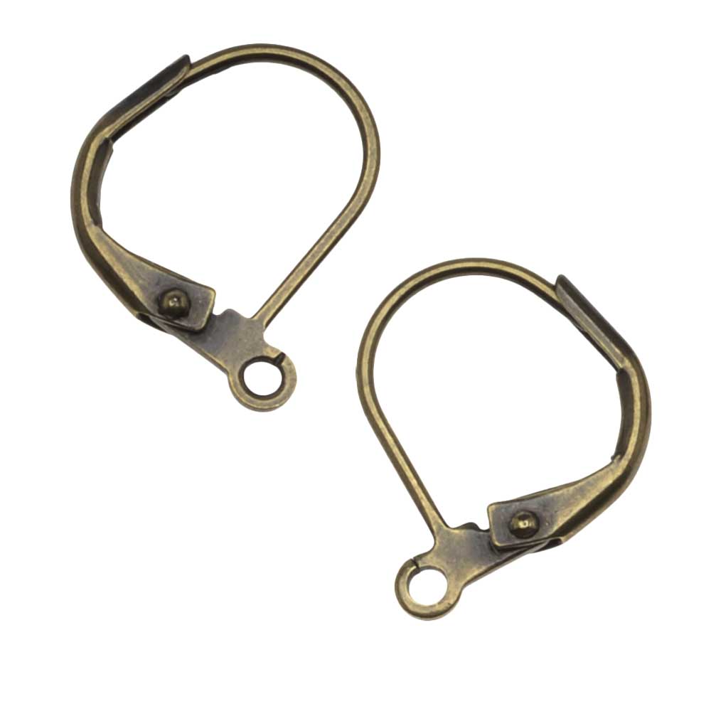 Earring Findings, Leverback Earrings, Antiqued Brass (5 Pairs)