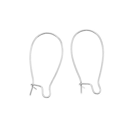 Earring Findings, Kidney Wire Hook 25mm, Silver Plated (10 Pairs)