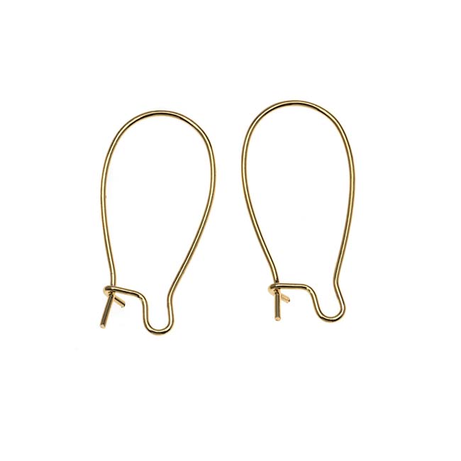 Earring Findings, Kidney Wire Hook 25mm, Antiqued Brass (10 Pairs)