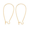 Earring Findings, Kidney Wire Hook 36mm, Gold Plated (10 Pairs)