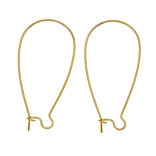 Earring Findings, Kidney Wire Hook 36mm, Antiqued Brass (10 Pairs)