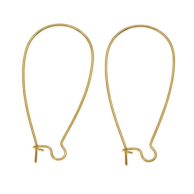 Earring Findings, Kidney Wire Hook 36mm, Antiqued Brass (10 Pairs)