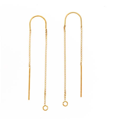Earring Findings, Ear Threads with Bridge & Loop 3" Gold-Filled, Pair
