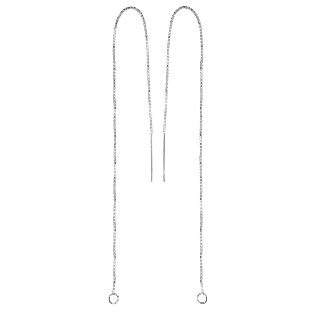 Earring Findings, Ear Threads 6 Inch Box Chain with Loop, Sterling Silver (1 Pair)