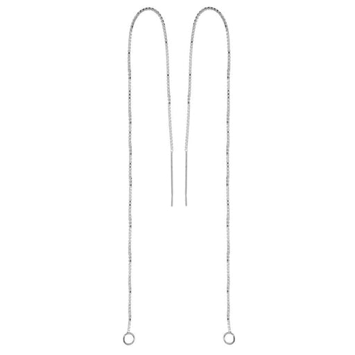 Earring Findings, Ear Threads 6 Inch Box Chain with Loop, Sterling Silver (1 Pair)