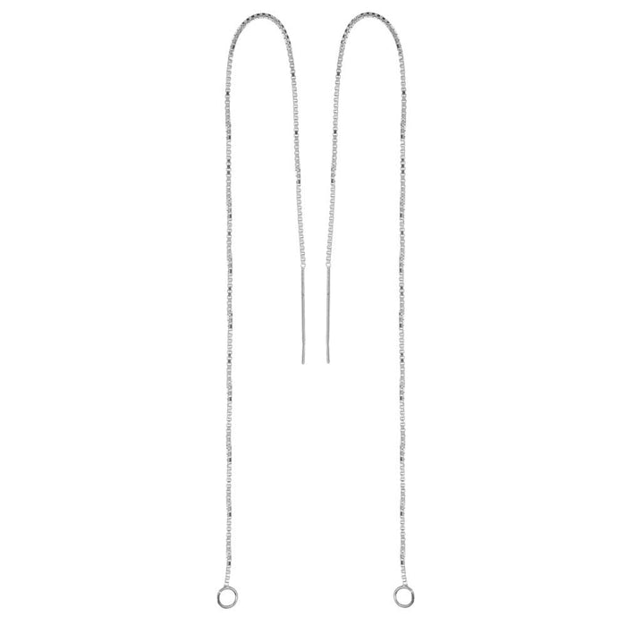 Earring Findings, Ear Threads 6 Inch Box Chain with Loop, Sterling Silver (1 Pair)