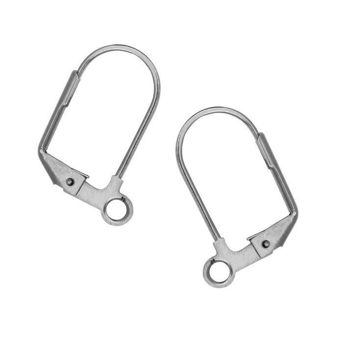 Earring Findings, Leverback 17.5x10mm, Stainless Steel (5 Pairs)