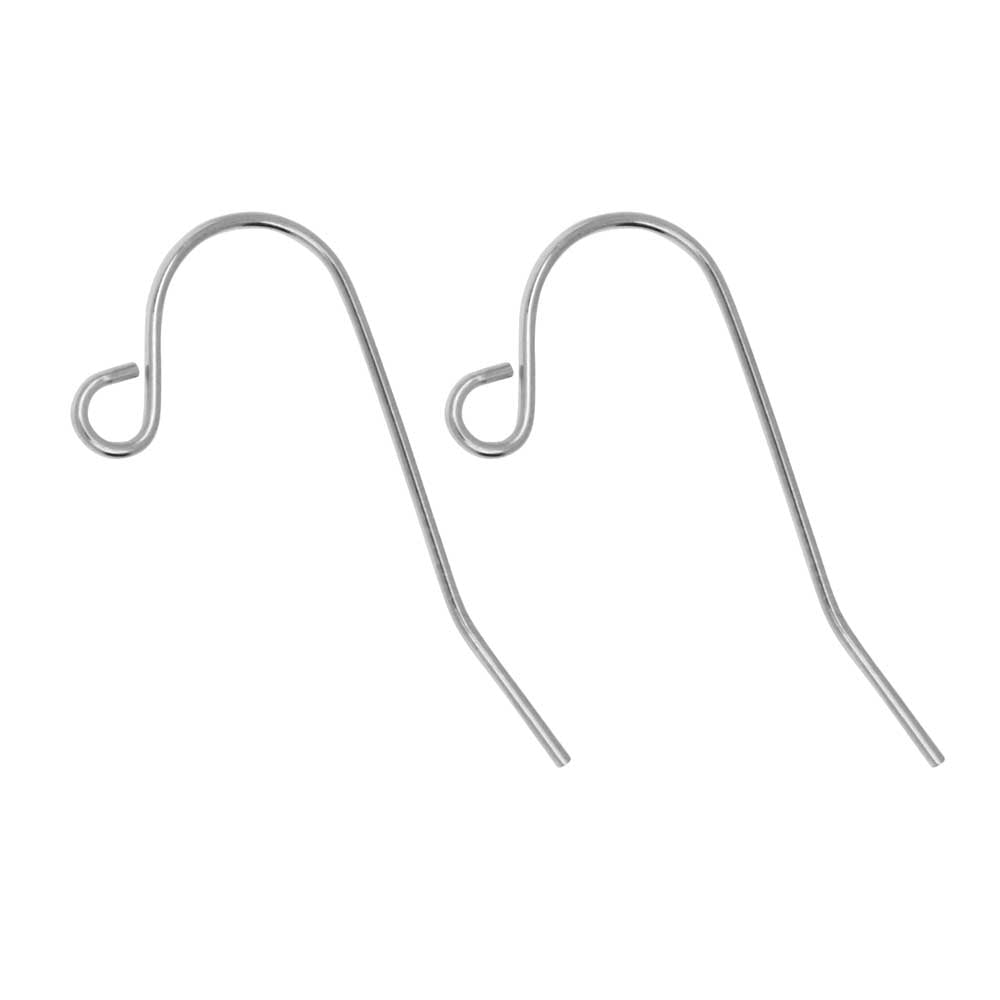 Earring Hooks, French Wire 25mm, Stainless Steel (144 Pieces)