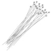 Head Pins, with Ball Head 1.5 Inches Long and 22 Gauge Thick, Silver Plated (20 Pieces)