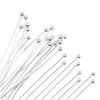 Head Pins, with Ball Head 2 Inches Long and 22 Gauge Thick, Silver Plated (20 Pieces)