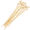 Head Pins, with Ball Head 2 Inches Long and 24 Gauge Thick, 22K Gold Plated (50 Pieces)