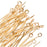Open Eye Pins, 2 Inches Long and 21 Gauge Thick, 22K Gold Plated (50 Pieces)