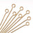 Open Eye Pins, 22K Gold Plated, 1 Inch Long and 21 Gauge Thick (50 Pieces)