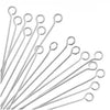 Open Eye Pins, 2 Inches Long and 22 Gauge Thick, Silver Plated (50 Pieces)