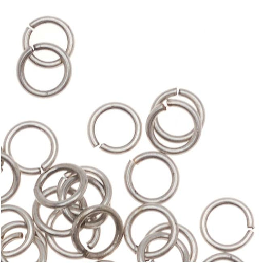 Antiqued Silver Plated Open Jump Rings 6mm 18 Gauge, (50 Pieces)