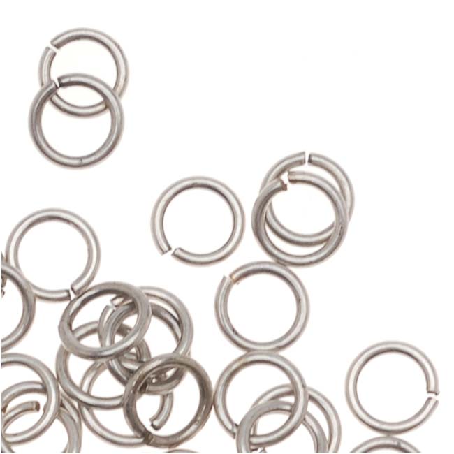 Antiqued Silver Plated Open Jump Rings 6mm 18 Gauge, (50 Pieces)