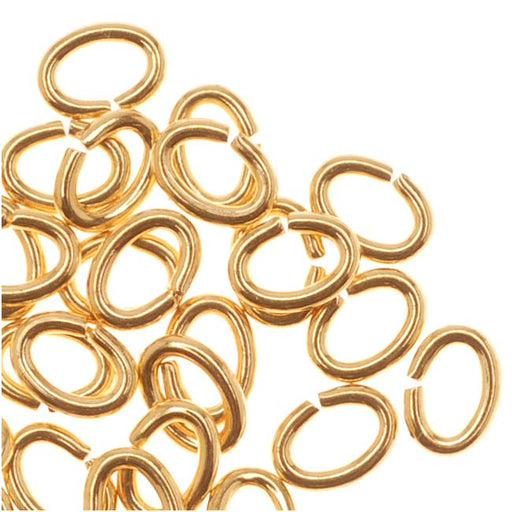 22K Gold Plated Open Jump Rings Oval 21 Gauge 3x4mm (50 pcs)