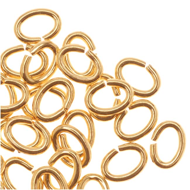 22K Gold Plated Open Jump Rings Oval 21 Gauge 3x4mm (50 pcs)