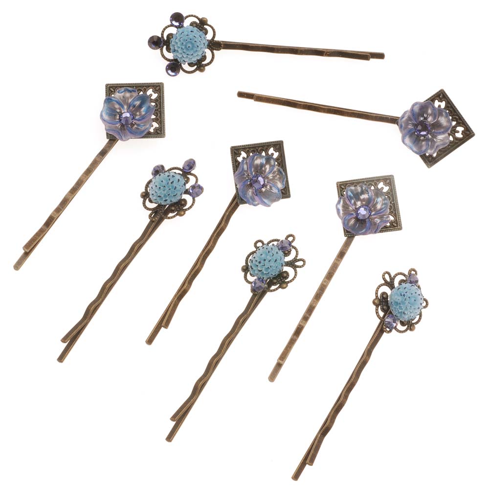 Retired - Set of 8 Lovely Lilac and Iris Colored Bobby Pins