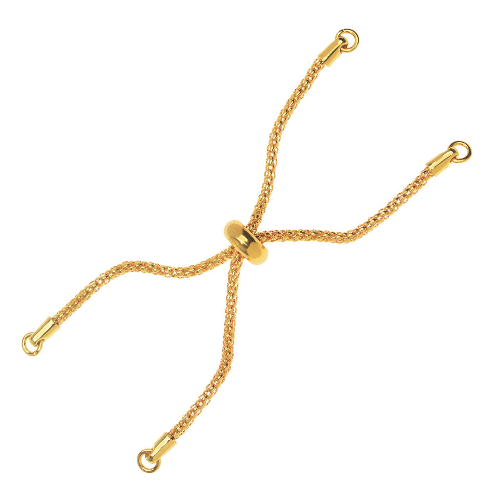 Partially Finished Chain Bracelet End, 6.5 Inches, Gold Plated (1 Piece)