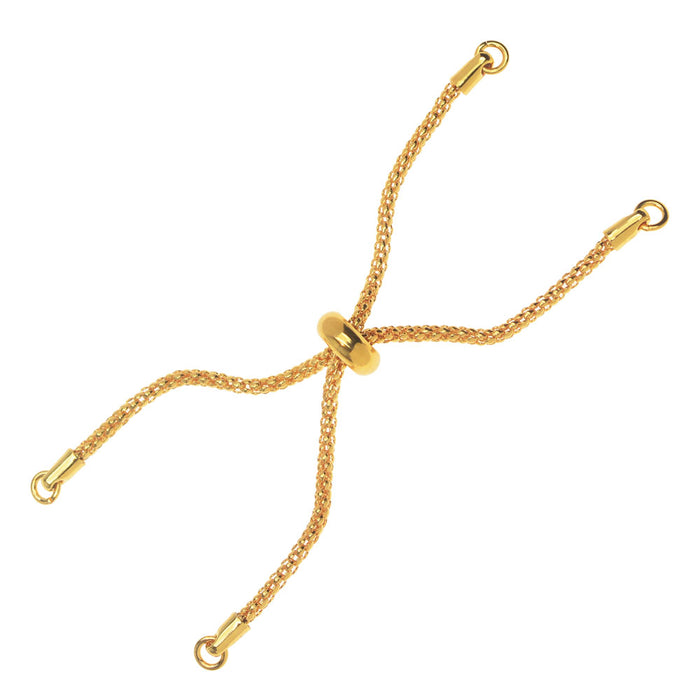 Partially Finished Chain Bracelet End, 6.5 Inches, Gold Plated (1 Piece)