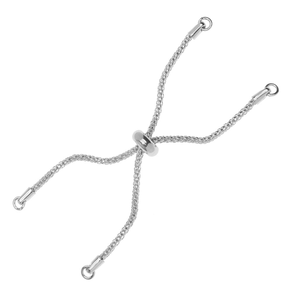 Partially Finished Chain Bracelet End, 6.5 Inches, Silver Plated (1 Piece)