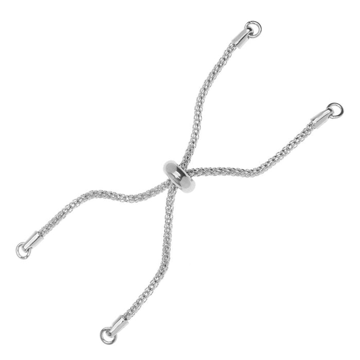 Partially Finished Chain Bracelet End, 6.5 Inches, Silver Plated (1 Piece)