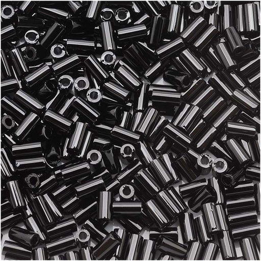 Toho Bugle Tube Beads Size #1 / 2x3mm Opaque Jet 8 Grams