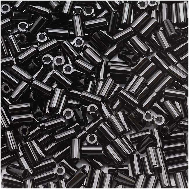 Toho Bugle Tube Beads Size #1 / 2x3mm Opaque Jet 8 Grams