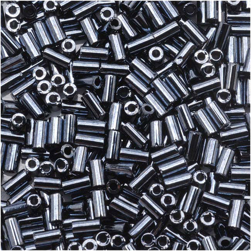 Toho Bugle Tube Beads Size #1 / 2x3mm Metallic Hematite 8 Grams