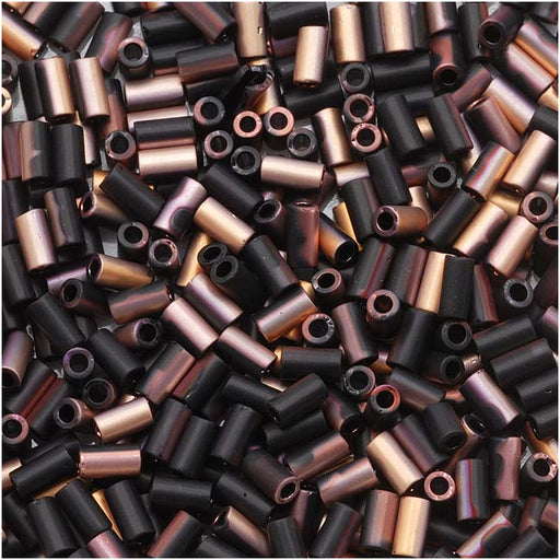 Toho Bugle Tube Beads Size #1 / 2x3mm Hybrid Frosted Jet Apollo (2.5" Tube)