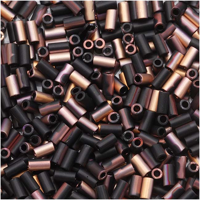 Toho Bugle Tube Beads Size #1 / 2x3mm Hybrid Frosted Jet Apollo (2.5" Tube)