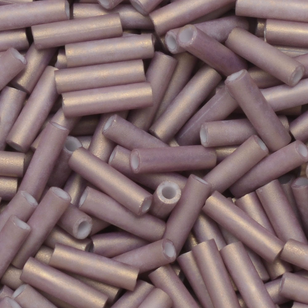 Miyuki Bugle Tube Beads, Cylinder Size #2 6x1.5mm, Matte Antique Rose (17 Grams)