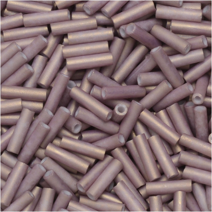 Miyuki Bugle Tube Beads, Cylinder Size #2 6x1.5mm, Matte Antique Rose (17 Grams)