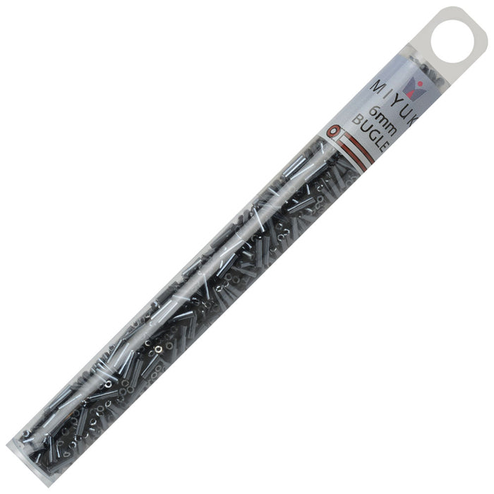 Miyuki Bugle Tube Beads, Cylinder Size #2 6x1.5mm, Gunmetal (17 Grams)
