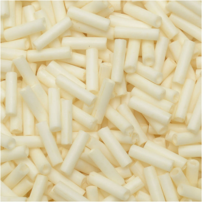 Miyuki Bugle Tube Beads, Cylinder Size #2 6x1.5mm, Matte Opaque Cream (17 Grams)