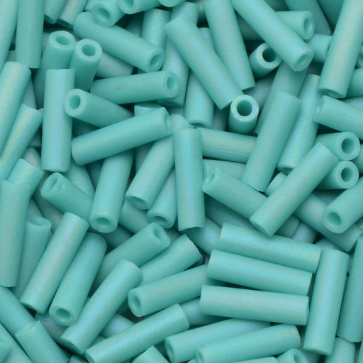Miyuki Bugle Tube Beads, Cylinder Size #2 6x1.5mm, Matte Opaque Turquoise (17 Grams)