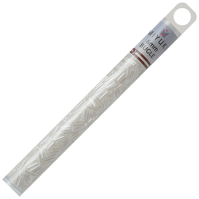 Miyuki Bugle Tube Beads, Cylinder Size #2 6x1.5mm, White Pearl Ceylon (17 Grams)