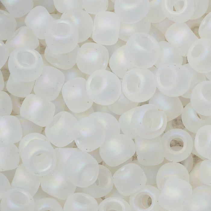 Toho Seed Beads, Round 6/0 #161F 'Transparent Rainbow Frosted Crystal' (8 Grams)