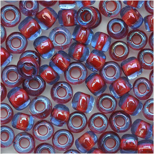 Toho Round Seed Beads 6/0 304 'Lt Sapphire/Hyacinth Lined' 8 Gram Tube