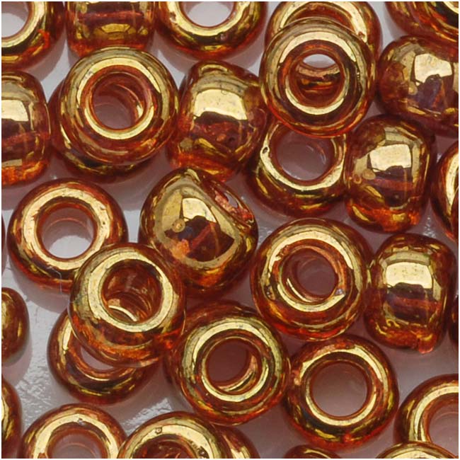 Toho Round Seed Beads 6/0 421 'Gold Lustered Transparent Pink' 8 Gram Tube