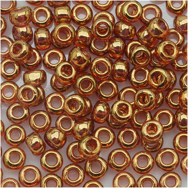 Toho Round Seed Beads 6/0 421 'Gold Lustered Transparent Pink' 8 Gram Tube