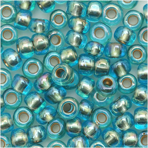 Toho Round Seed Beads 6/0 995 'Gold Lined Rainbow Aqua' 8 Gram Tube