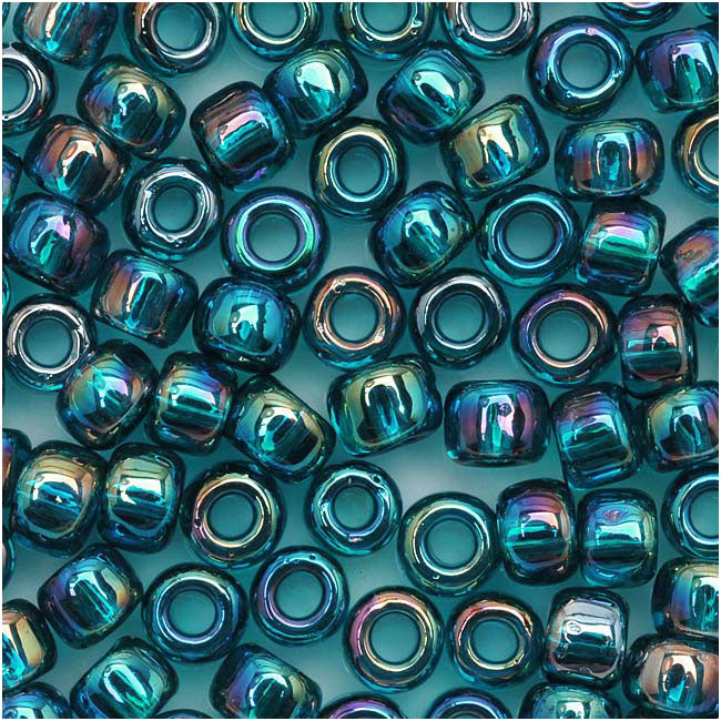 Toho Round Seed Beads 6/0 167BD 'Transparent Rainbow Teal' 8 Gram Tube