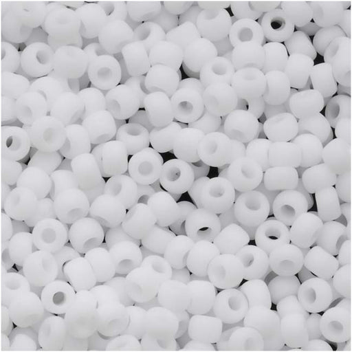 Toho Round Seed Beads 6/0 #41F Opaque Frosted White (2.5" Tube)