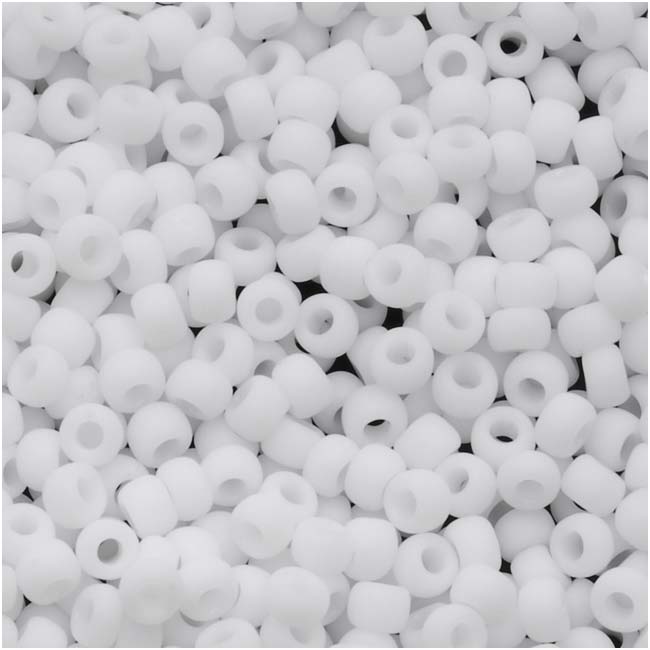 Toho Round Seed Beads 6/0 #41F Opaque Frosted White (2.5" Tube)